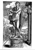 Athanasius Kircher: Orpheus tuning his lyre, with the subdued Cerberus at his feet, from Musurgia universalis, book 3, frontispiece. (1993). Photographer: archive