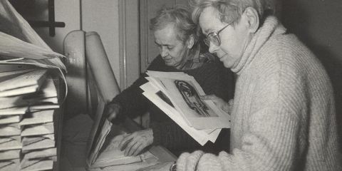 Jitka and Květa in their studio. 1990s. Photo: Jiří Hanke. Válová Sisters Archive